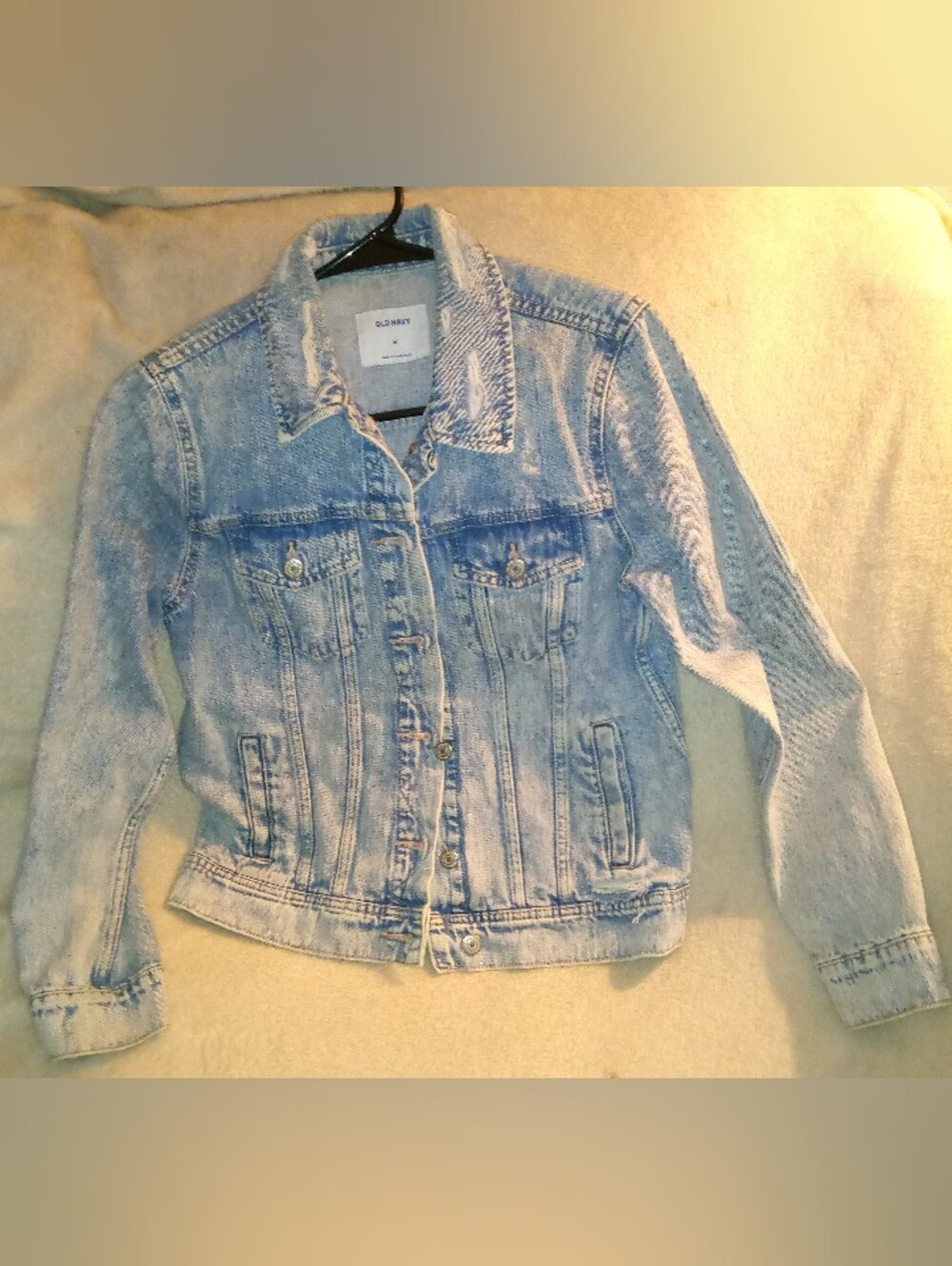Old Navy Distressed Denim Trucker Jacket Light Wash Size M